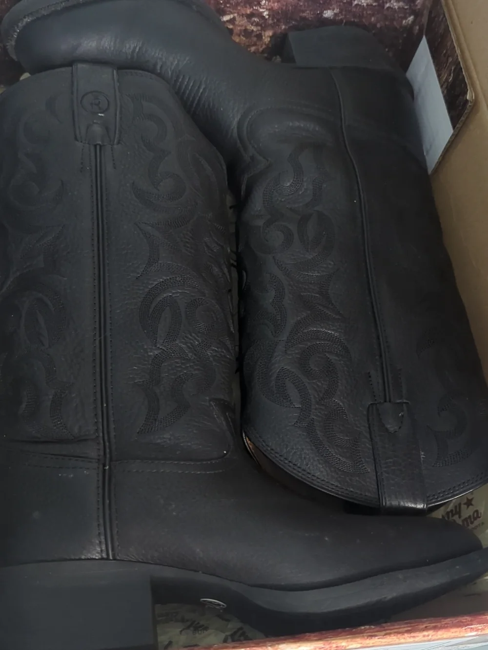 Tony Lama Mens 9D Deertan Black Vintage Leather Bo